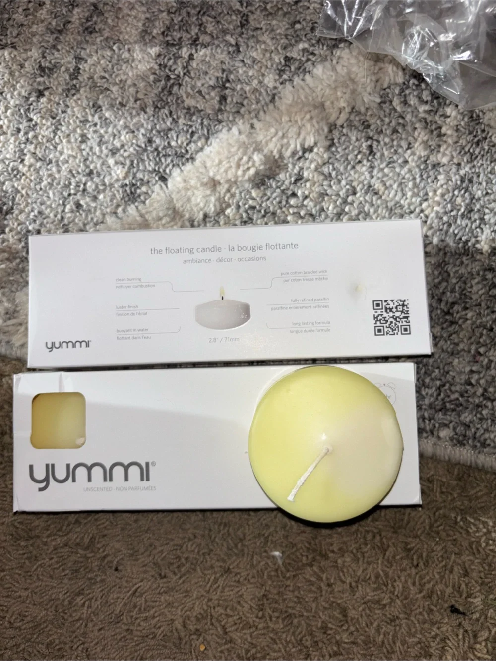 Yellow Floating Candle - Soft Scented Home Accent 2 boxes. 6 total